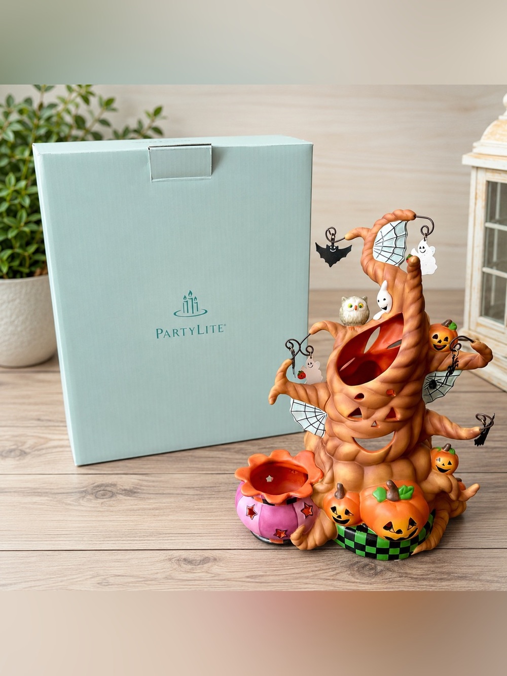 Vintage PartyLite - Haunted Tealight Tree Halloween Candle Holder - With Box